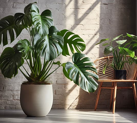 arredo design verde in casa monstera